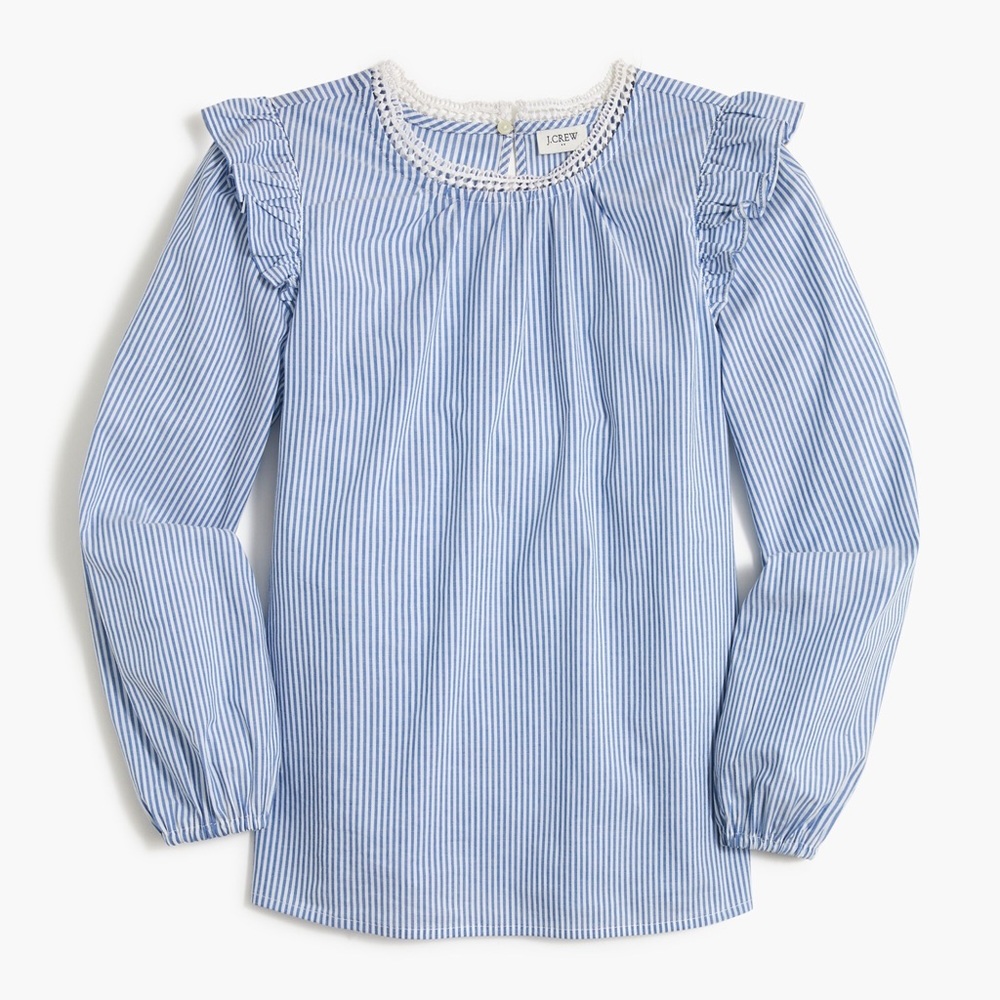 J. Crew | Long-sleeve Ruffle-Shoulder Top Size PM